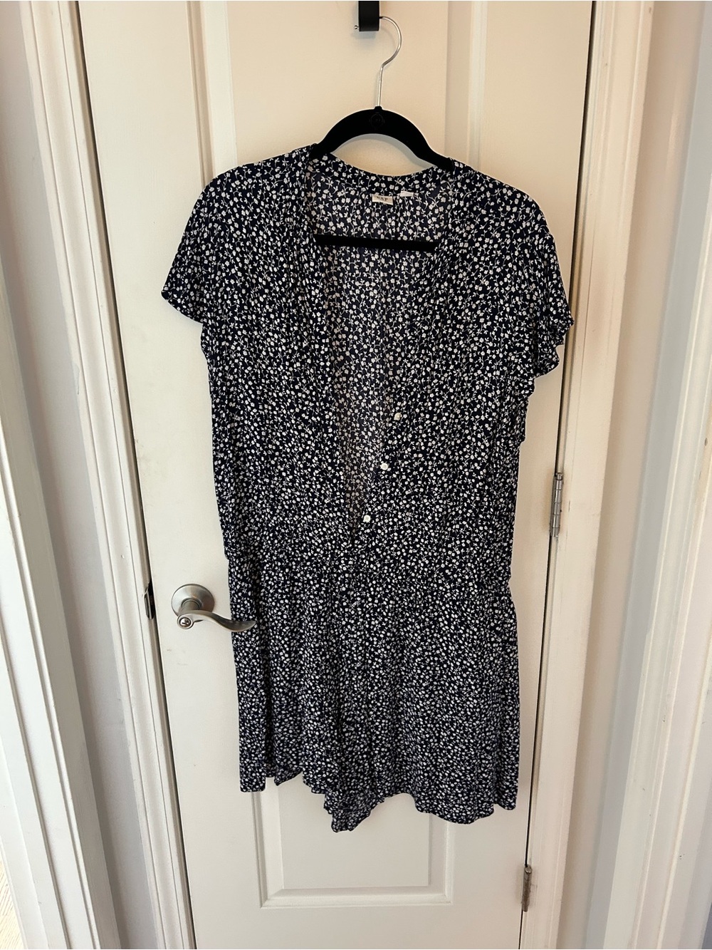 GAP Navy and White Floral Button-Front Romper